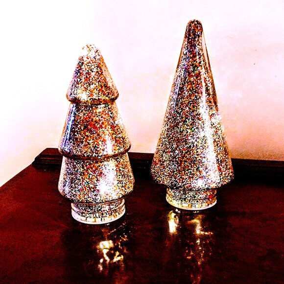 Target Christmas 2024 Glittered-Filled LED LIGHTED Glass Trees Set of 2 NEW wTAG - Picture 3 of 12